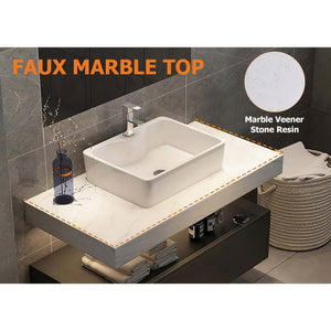 35" Floating Bathroom Vanity with Sintered Stone Countertop & Ceramic Sink