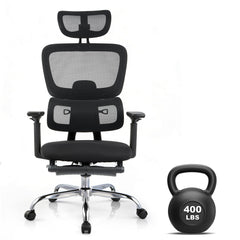 High Back Ergonomic Mesh Office Chair – 400 lbs, 4D Flip-Up Arms, Adjustable Lumbar & Headrest