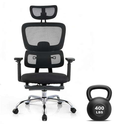 High Back Ergonomic Mesh Office Chair – 400 lbs, 4D Flip-Up Arms, Adjustable Lumbar & Headrest