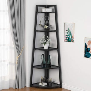 5-Tier Corner Shelf with Metal Frame