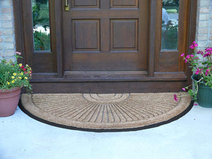 Sunburst Half Round Coco Coir Doormat – Non-Slip Rubber Backing, Multiple Sizes