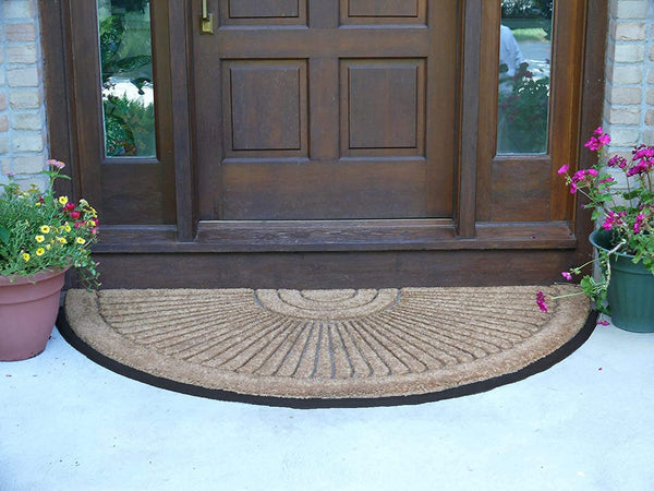 Sunburst Half Round Coco Coir Doormat – Non-Slip Rubber Backing, Multiple Sizes