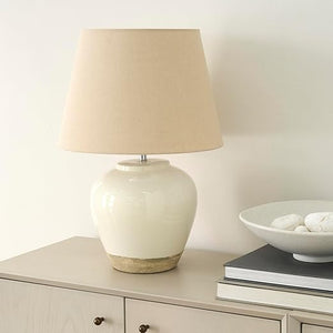Rustic Terracotta Ceramic Table Lamp with Fabric Shade