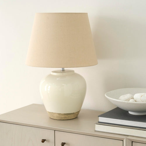 20-Inch Two-Tone Glossy Ceramic Table Lamp