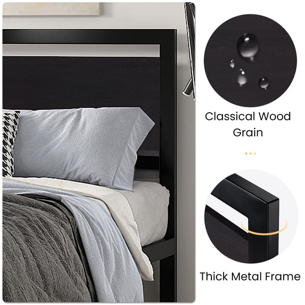 Metal Platform Bed Frame with Headboard & Slat Support