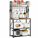 5-Tier Kitchen Baker's Rack with Storage, S-Hooks & Paper Towel Holder – Rustic Brown