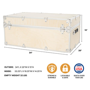 34 Inch Wood Storage Trunk with Soft-Close Lid