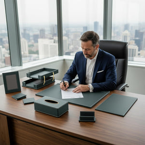 11-Piece PU Leather Desk Organizer Set