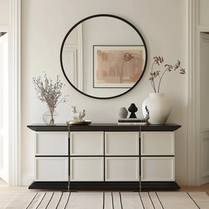 Round Wall Mirror – Matte Black Metal Frame