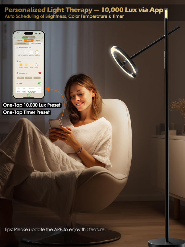 10000 Lux Smart Floor Light Therapy Lamp