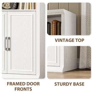 6-Tier Bookcase with Doors & Storage Cabinet