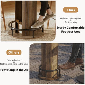 Round Bar Table with Storage & Metal Footrest