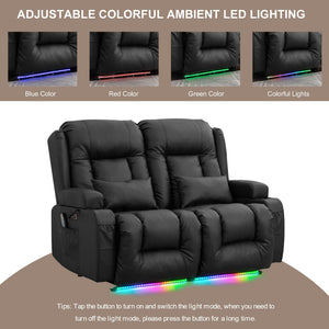 Power Loveseat Recliner Sofa with Massage & Heat