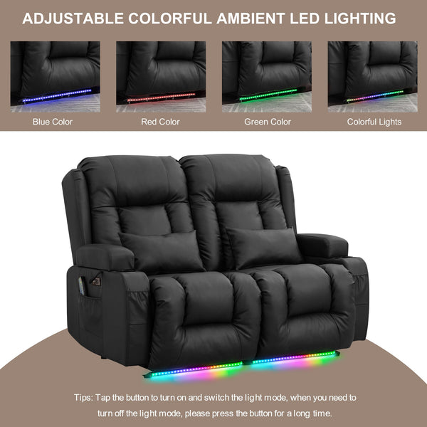 Power Loveseat Recliner Sofa with Massage & Heat