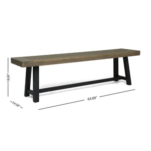 Outdoor Acacia Wood Bench – Sandblast Gray & Black