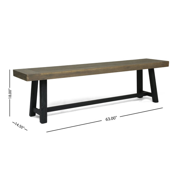 Outdoor Acacia Wood Bench – Sandblast Gray & Black