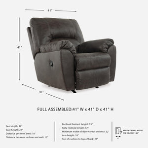 Faux Leather Manual Rocker Recliner – Gray