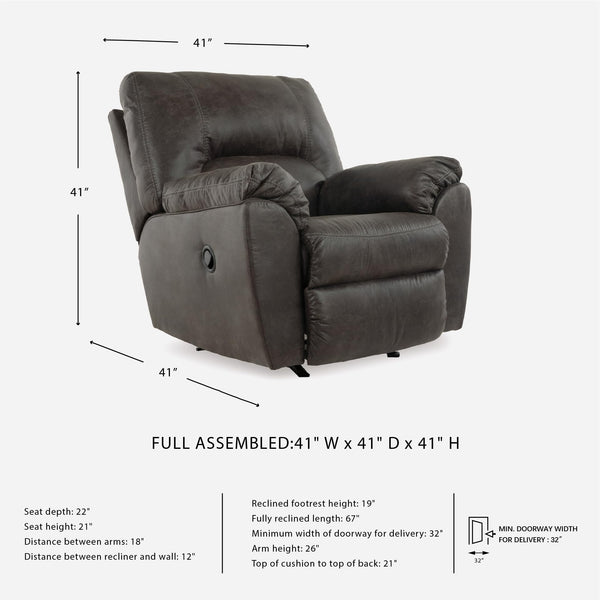 Faux Leather Manual Rocker Recliner – Gray