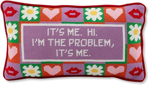 Needlepoint Throw Pillow – Wool Embroidery, 8" x 14"