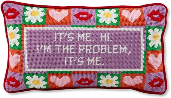 Needlepoint Throw Pillow – Wool Embroidery, 8" x 14"