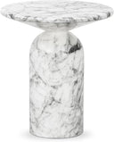 Round Marble Top End Table with Iron Frame