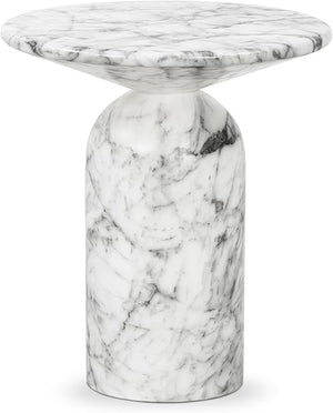 Round Marble Top End Table with Iron Frame