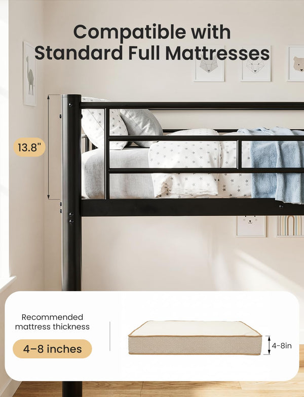 Full Over Full Bunk Bed with Storage Drawers – Separable Heavy Duty Metal Frame