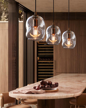 Hand Blown Glass Globe Pendant Light – Clear & Gold