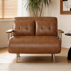 Faux Leather Convertible Sofa Bed