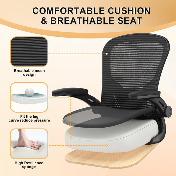 High Back Mesh Ergonomic Office Chair with Flip-Up Arms