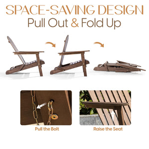Folding Eucalyptus Adirondack Chair Set of 2