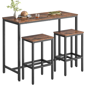 3-Piece Bar Table and Stools Set, 47.2" Rectangular High Top Pub Table