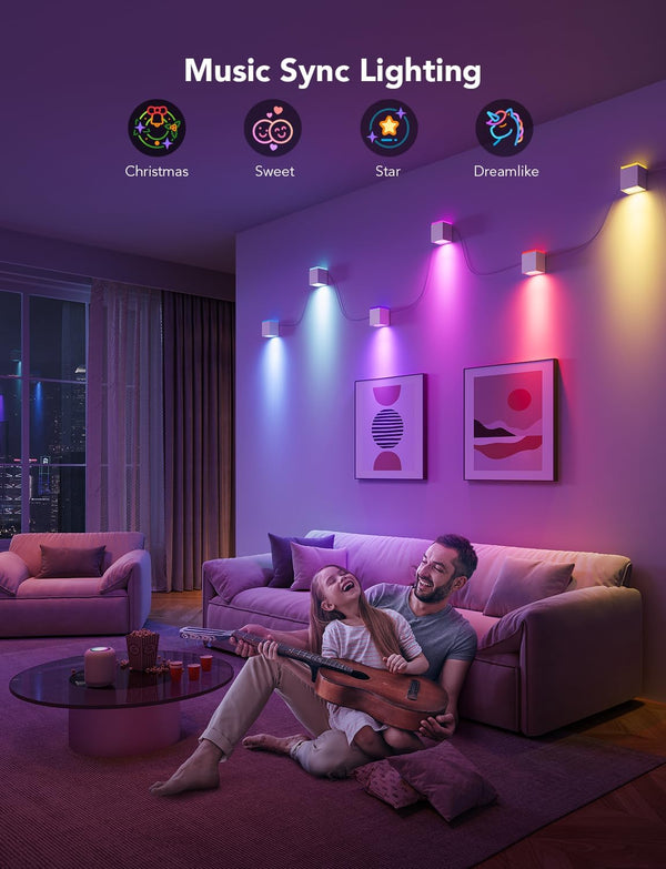 RGBIC LED Wall Sconces with Music Sync & Adjustable Cables