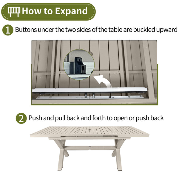Expandable Outdoor Dining Table for 8