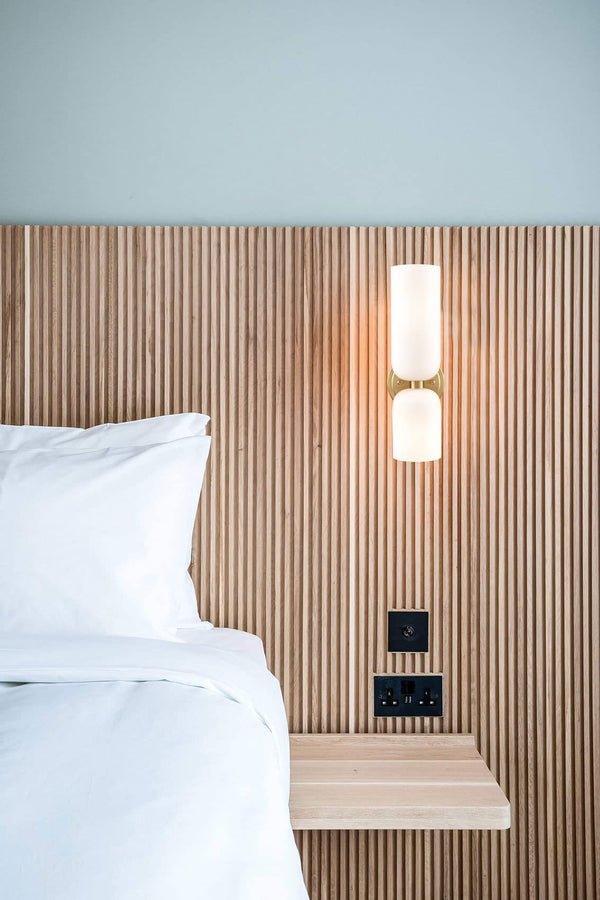 Modern 2-Light Wall Sconce Set of 2 with Milky White Glass Shade