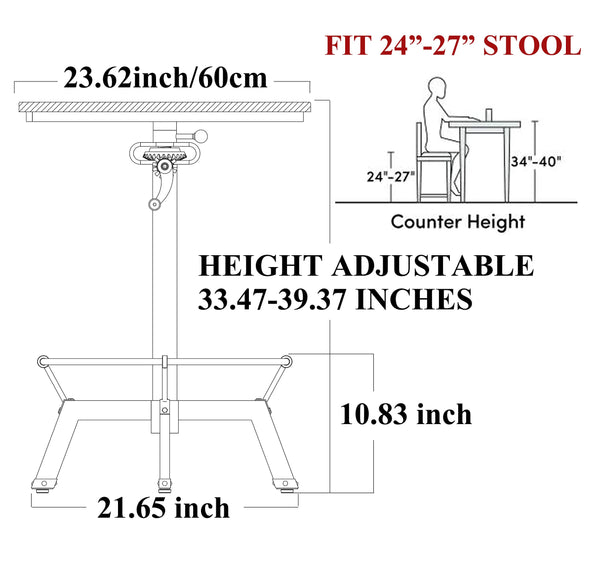 Adjustable Height Round Bar Table – Industrial Swivel Pub Table