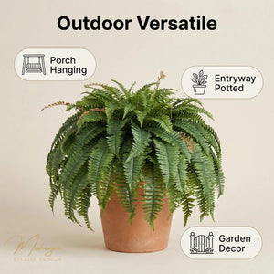 Artificial Boston Fern – 128 Fronds Large Hanging Plant, 56 Inch