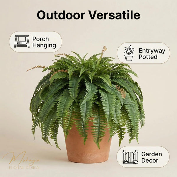 Artificial Boston Fern – 128 Fronds Large Hanging Plant, 56 Inch