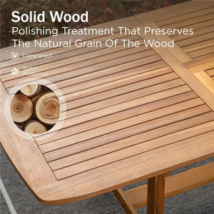 Extendable Acacia Wood Outdoor Dining Table with Umbrella Hole