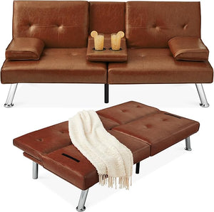 Convertible Futon Sofa Bed with Removable Armrests