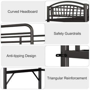 Twin Metal Loft Bed with Guardrails & Convertible Ladder