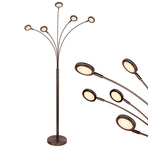5-Head Arc Floor Lamp with Rotating LED Lights