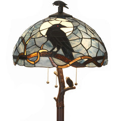 Gothic Raven Tiffany Stained Glass Floor Lamp