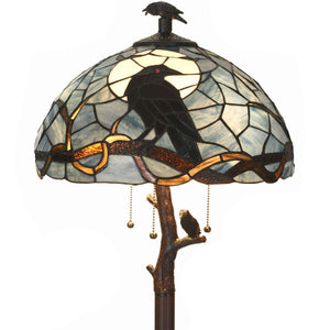 Gothic Raven Tiffany Stained Glass Floor Lamp