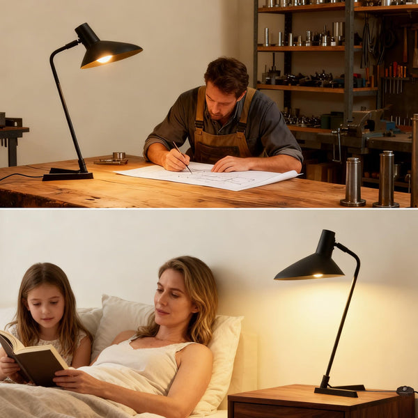22" Industrial Metal Desk Lamp with Adjustable Neck & Stepless Dimmer