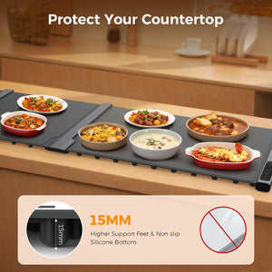Electric Food Warming Mat | Expandable 3-Piece | 7 Temp & 6-Hour Timer