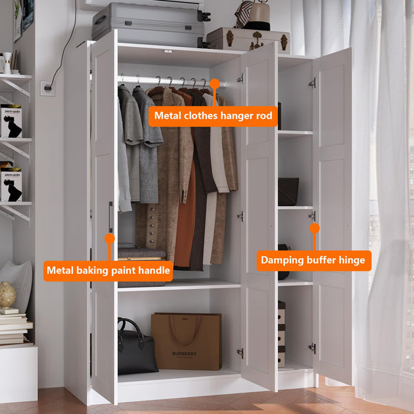 3-Door Wooden Wardrobe Closet