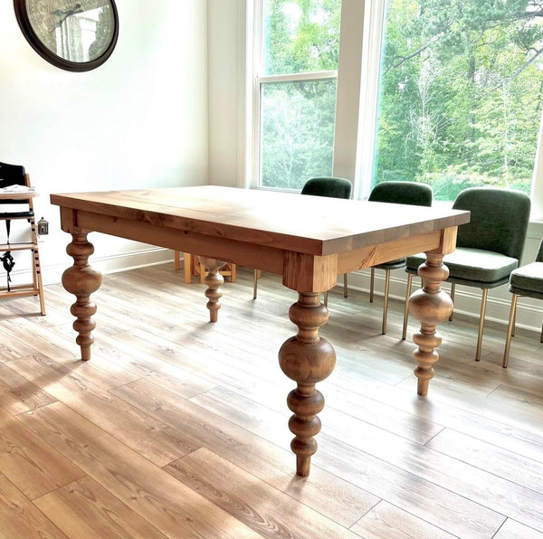 Chunky Pine Dining Table Legs Set of 4 with Large Center Ball