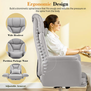 Wide Reclining Office Chair 400 lbs – Reversible Armrest, Lumbar Support & Footrest