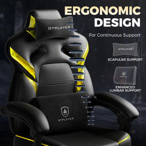 Gaming Chair with Footrest, High Back, 350 lbs Capacity